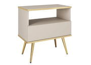 Beżowy stolik na złotych nóżkach