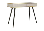 Beżowa toaletka ze złotymi dodatkami na czarnych nogach