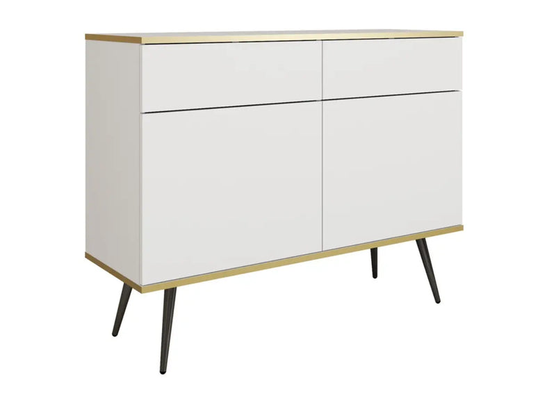 Biała komoda na czarnych nóżkach 