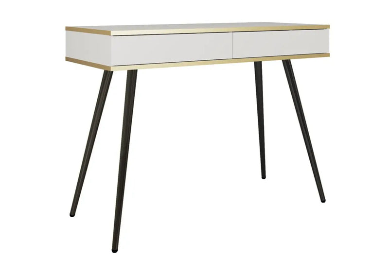 Biała toaletka z czarnymi nogami