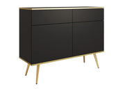 Czarna komoda do salonu ze złotymi akcentami!
