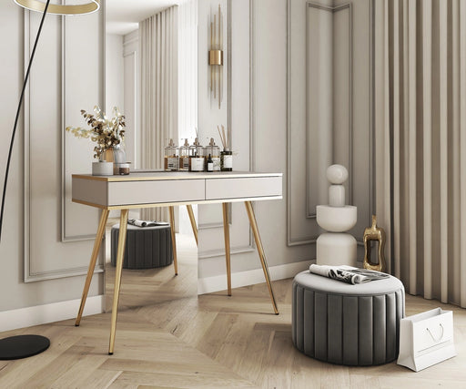 Beżowa toaletka Oreo T102 – minimalistyczny styl i funkcjonalność w jednym w modnym salonie