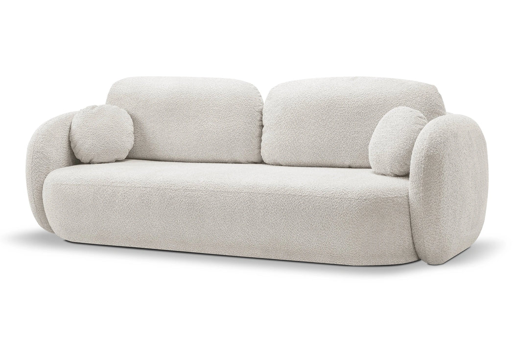 Kremowa sofa w modnej tkaninie 
