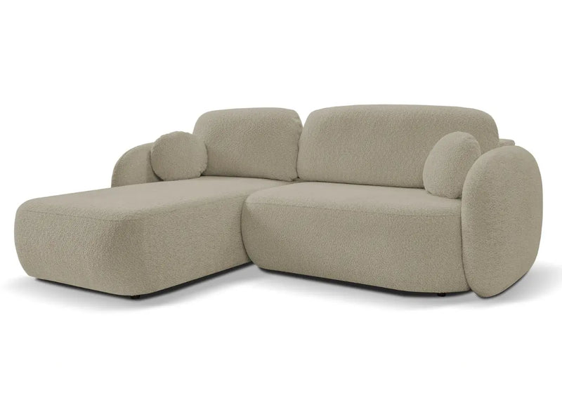 Beżowy narożnik boulce do salonu