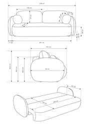 Szkic wymiarów sofy Ottio