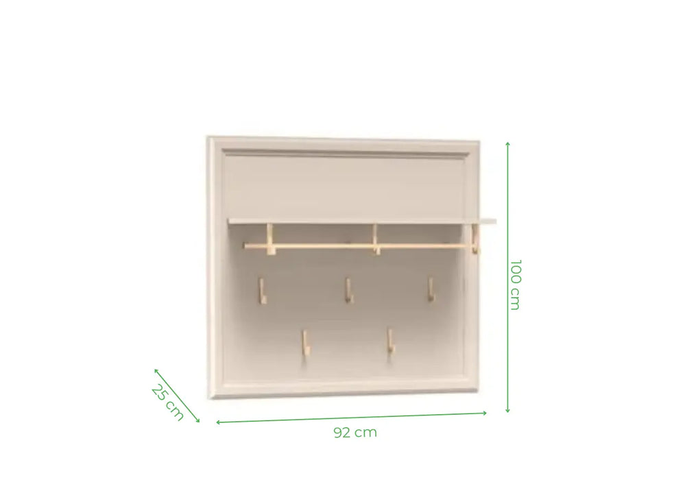 Wymiary półki z wieszakiem w kolorze kaszmirowym