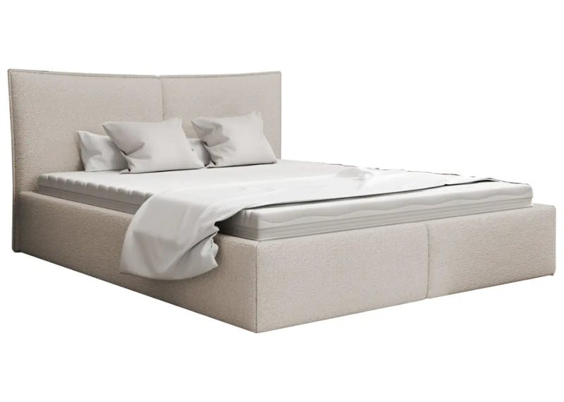 Beżowe łózko z pojemnikiem