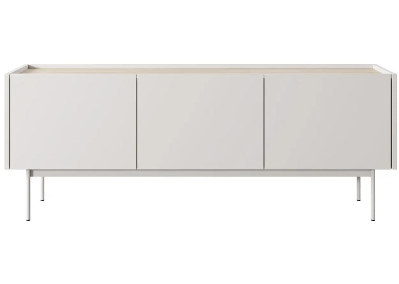 Beżowa szafka rtv na metalowych nóżkach