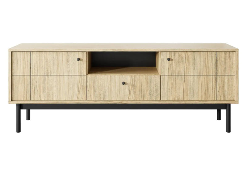 Szafka rtv w stylu japandii w kolorach naturalnego drewna