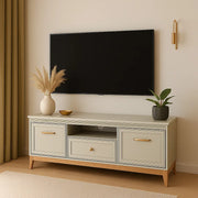 Szafka RTV Windsor 08 kaszmir w modnej aranżacji. Heydoo.pl