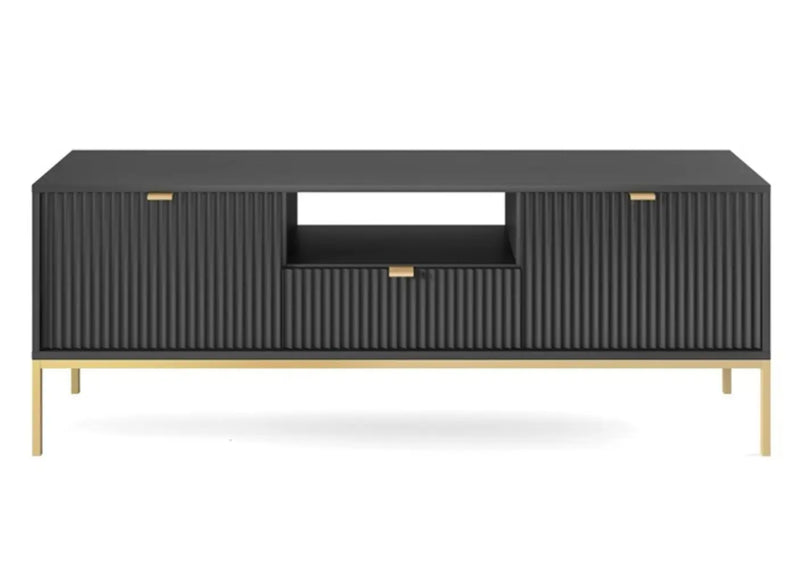Elegancka czarna szafka rtv w niskiej cenie