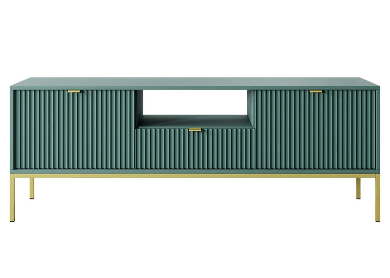 Elegancka, zielona szafka rtv w niskiej cenie