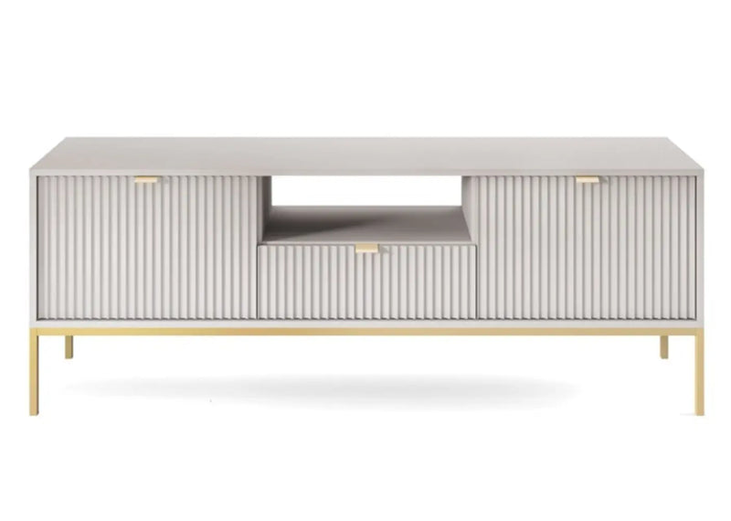 Szara szafka pod telewizor z szufladą