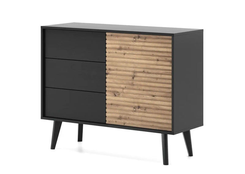 Komoda Wild AC104 z kolekcji Wild w kolorze dąb artisan i czarny.