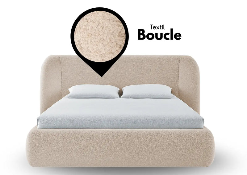 Beżowe Łóżko tapicerowane Rainbow w takninie Catch meI Heydoo.pl