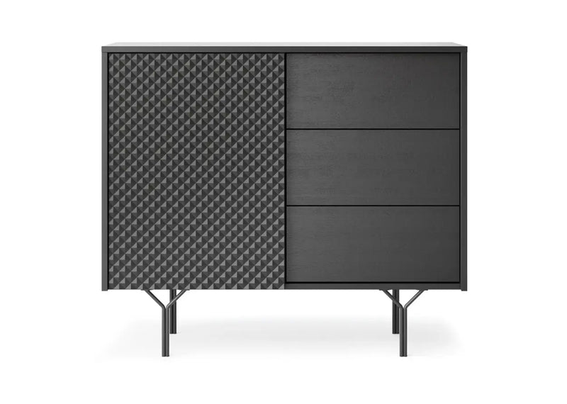 czarna komoda 3D na nóżkach.