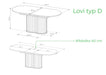 Rysunek techniczny stołu Lovi wraz z wymiarami