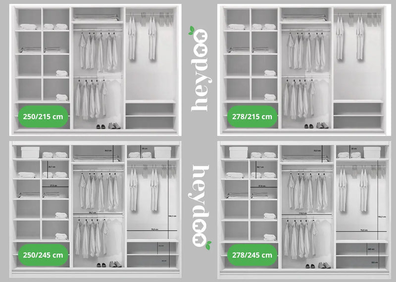 Wymiary szafy we wnętrzu