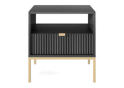Elegancka, czarna szafka nocna ze złotymi dodatkami