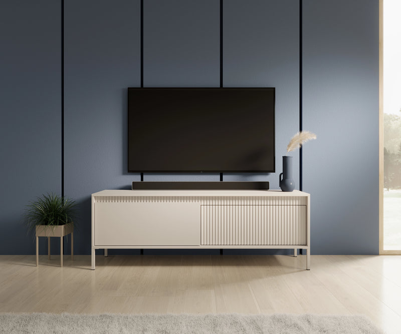 Tania i modna rtv w beżowym kolorze Skye w nowoczesnym salonie 