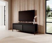 Tania i modna rtv w czarnym kolorze Skye w beżowym salonie