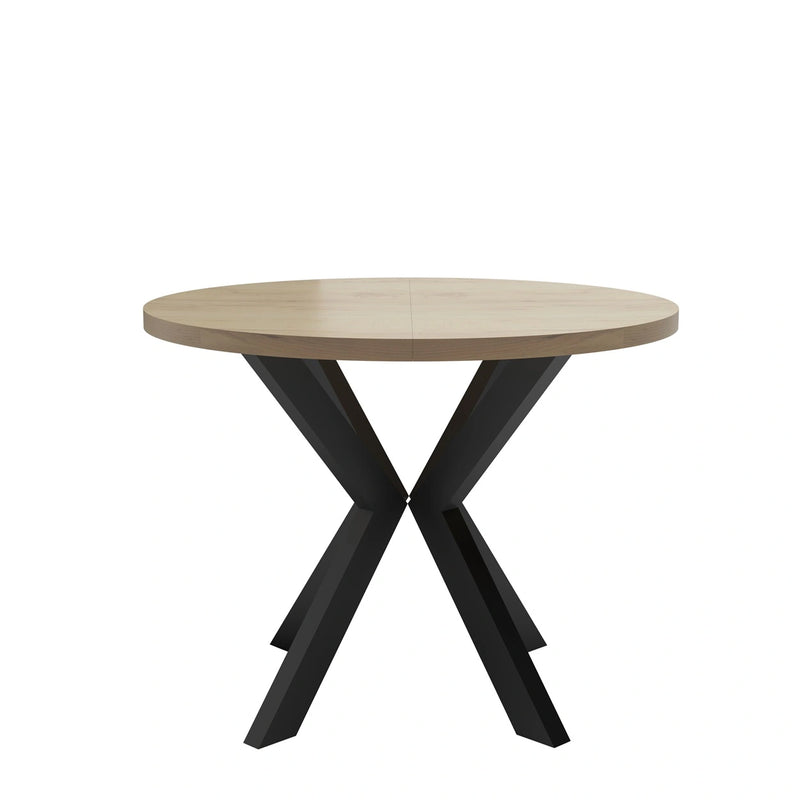 Okrągły stół rozkładany Loftwood – nowoczesny akcent w loftowym stylu na białym tle