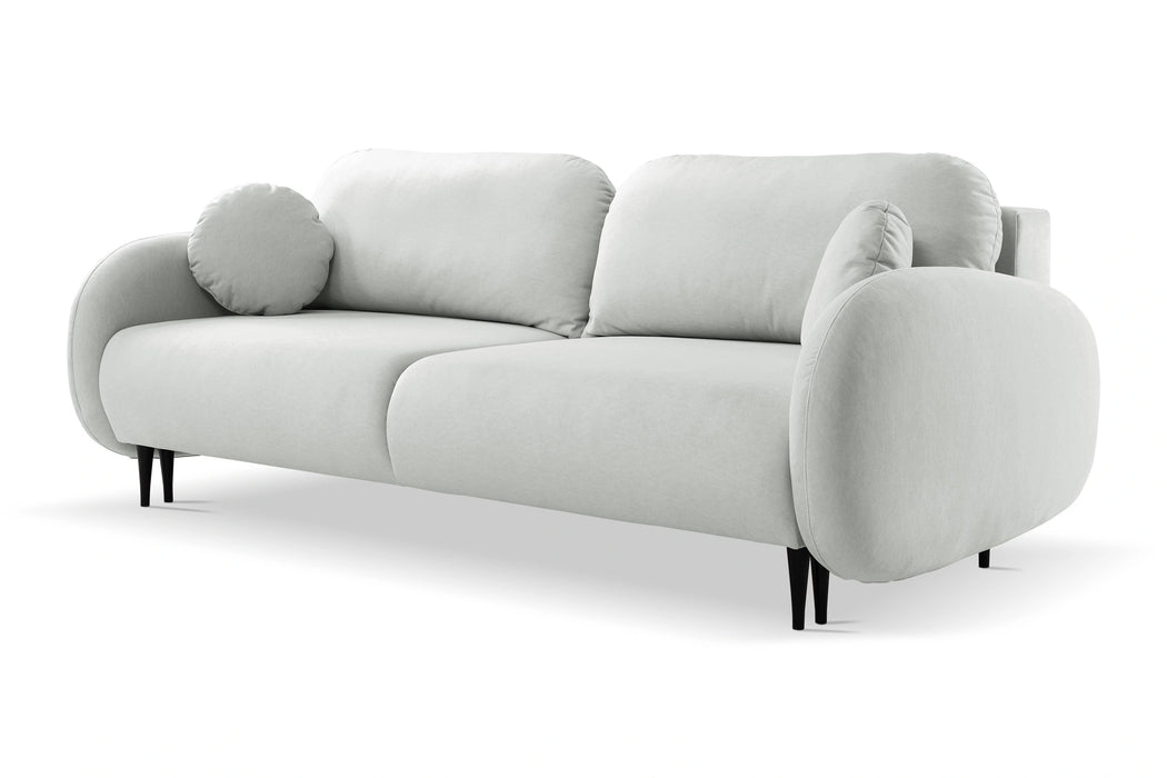 Jasno szara sofa z dzielonym siedziskiem i funkcją spania!