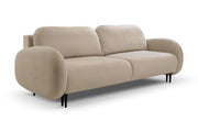 Sofa w kolorze beżowym z funkcją spania i pojemnikiem