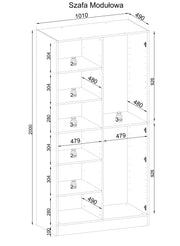 Wymiary  szafy ubraniowej.