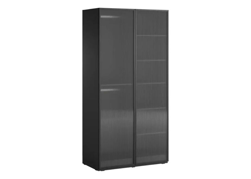 Szafa z karbowanym szkłem na froncie , pólkami i wieszakiem