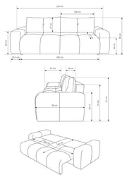 Szkic wymiarów sofy siro