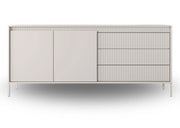 Tania duża komoda z szufladami i półkami Skye w kolorach beżu