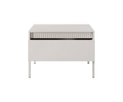 Beżowy stolik kawowy do modnych wnętrz z otwartą szufladą