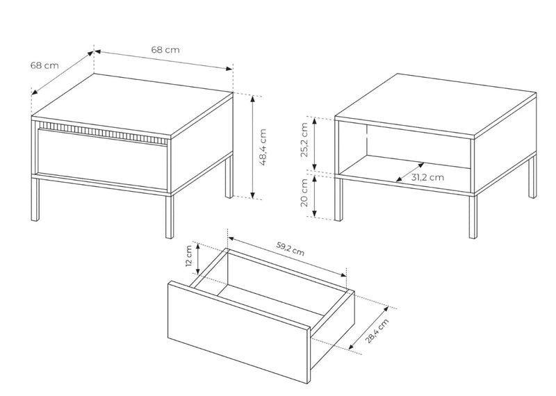 Wymiary stolika kawowego Skye