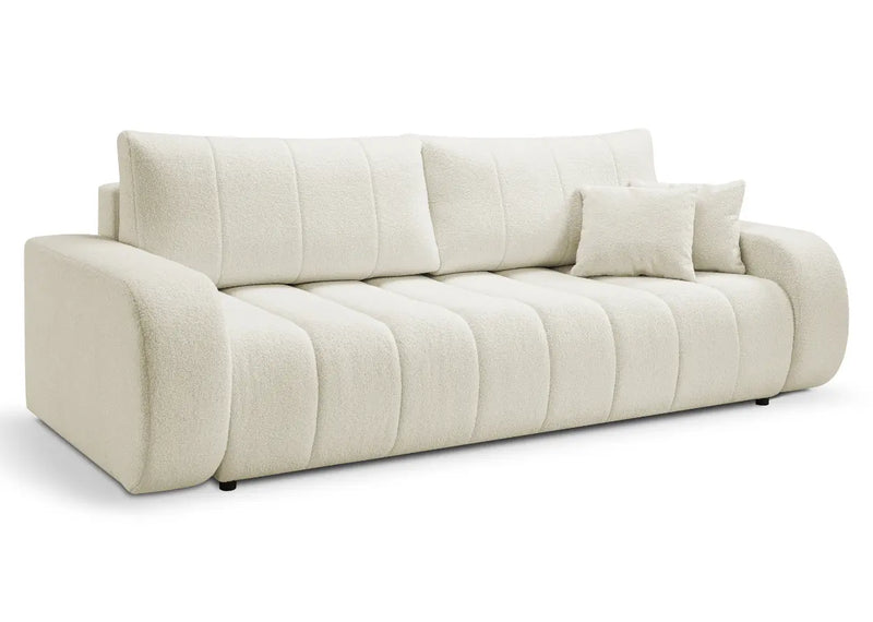 Kremowa sofa w tkaninie boulce