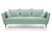 Miętowa sofa od frontu na metalowych nogach