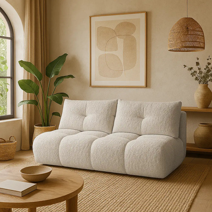 Modna sofa z funkcją spania Mexx - tkanina Boucle