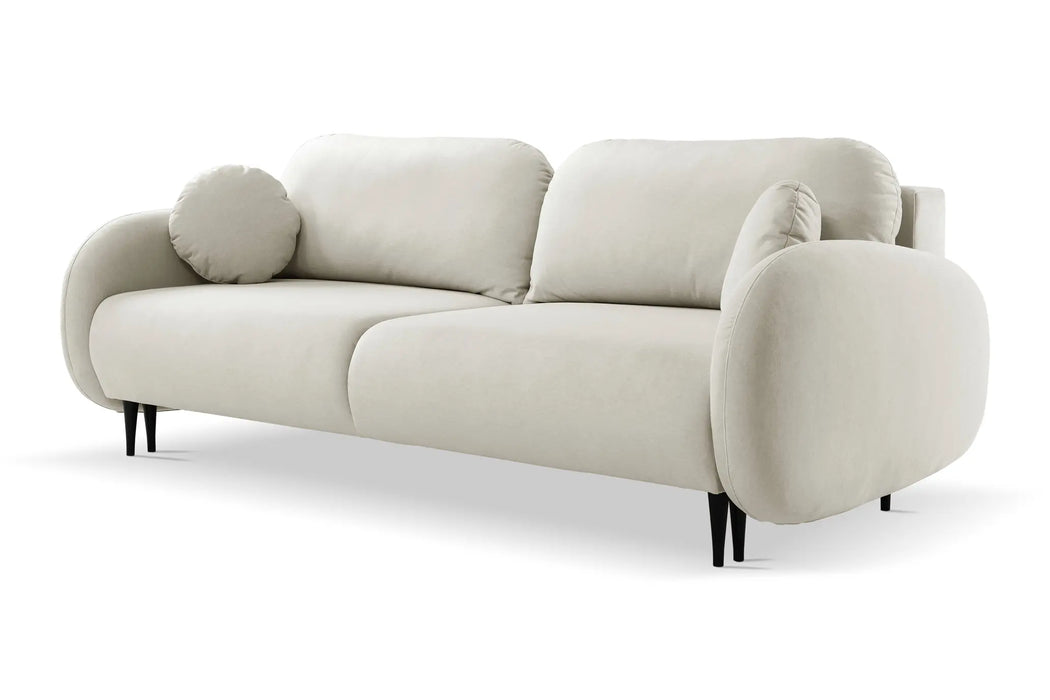 Kremowa sofa z funkcją spania i dzielonym siedziskiem