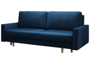 Sofa z funkcją spania na drewnianych nóżkach