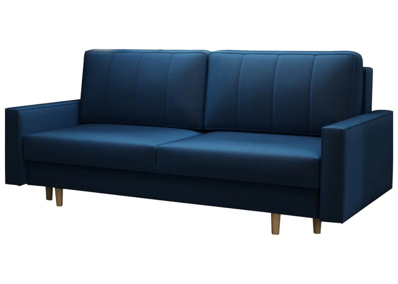 Sofa z funkcją spania na drewnianych nóżkach
