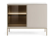 Kaszmirowa komoda z ryflowanym frontem i podświetleniem LED