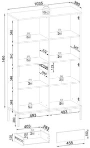 Wymiary witryny z oświetleniem Solar D.CD104