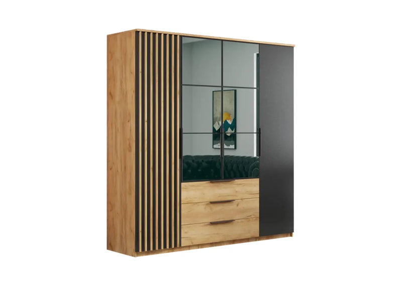 Duża szafa z lamelami i drzwiami uchylnymi Soretto