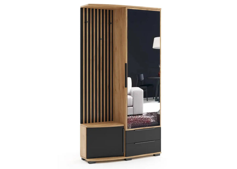 Prawa garderoba z lustrem i półkami do przedpokoju