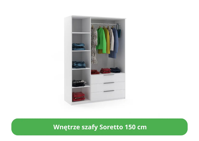 Wnętrze średniej szafy Soretto