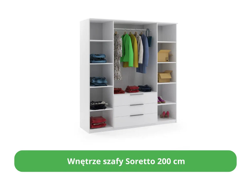 Wnętrze dużej szafy Soretto