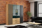 Szafa z lamelami i lustrem Soretto w aranżacji na ceglanej ścianie