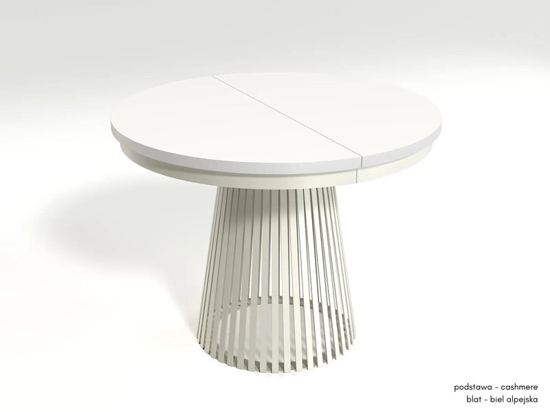 Stół Garda z kaszmirową nogą i białym blatem