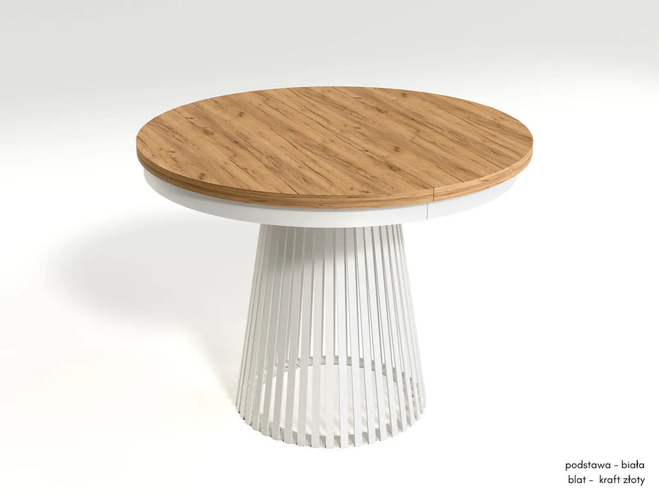 Rozkladany Stół Garda z blatem craft złoty i biała nogą