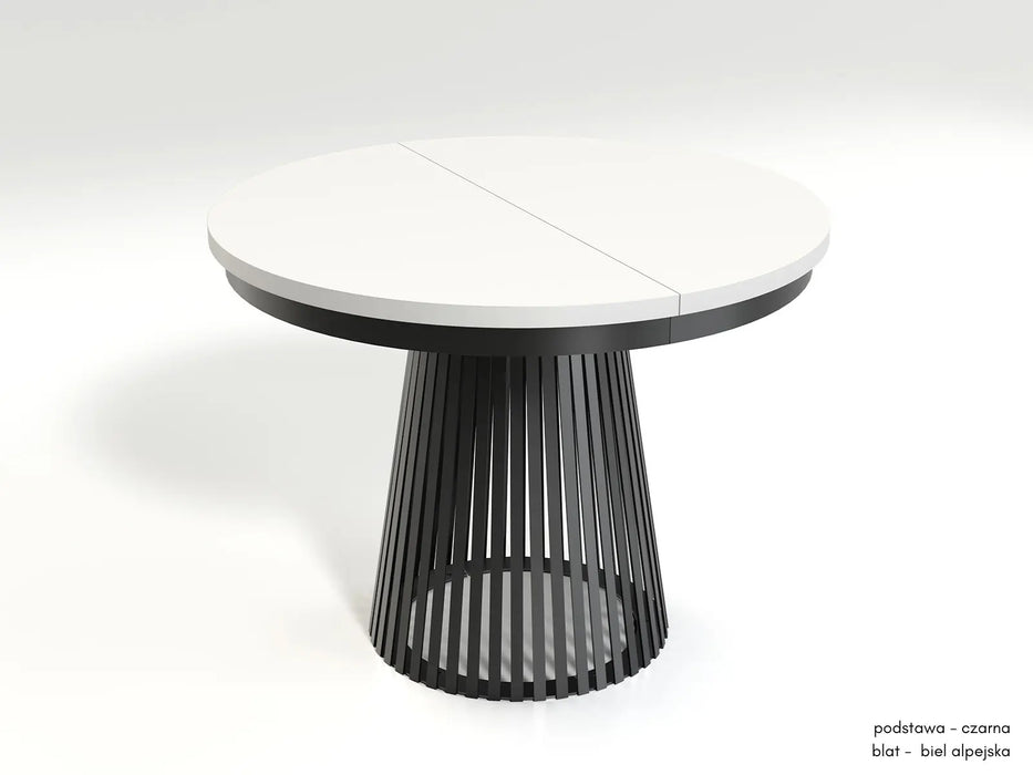 Modny stół Garda z białym blatem i czarną nogą